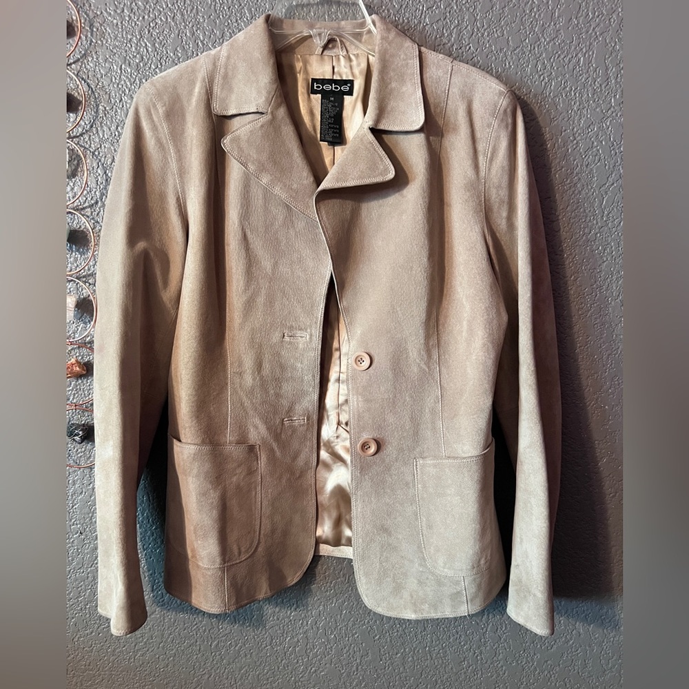 Bebe Beige Suede Jacket. 100% Leather. Size M.